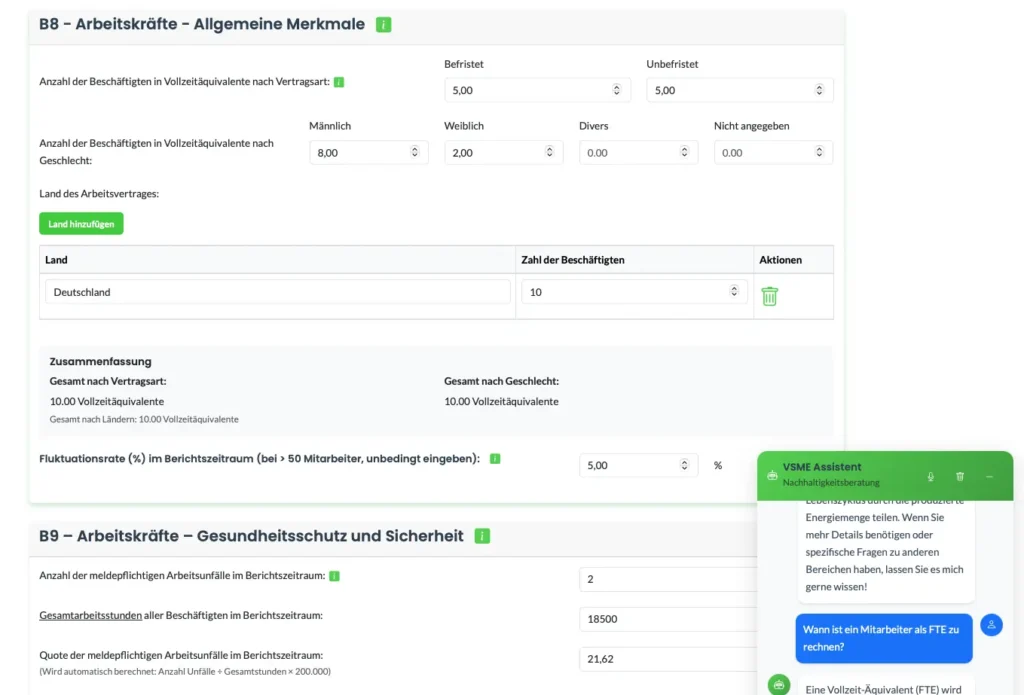 Social Eingabefelder mit ESG Lift