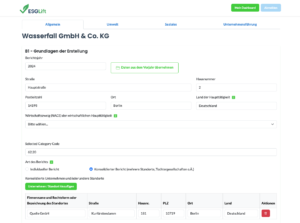 Stammdateneingabe mit ESG Lift