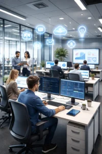 Moderne Agentur mit kreativen Mitarbeitern und IT Bezog